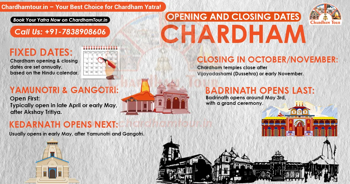 Char Dham Yatra Opening & Closing Dates 2026 Char Dham Yatra opening and closing dates in Uttarakhand