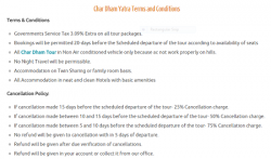 Char Dham Yatra Terms and Conditions