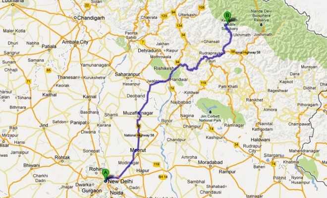 Delhi to Kedarnath Route Map