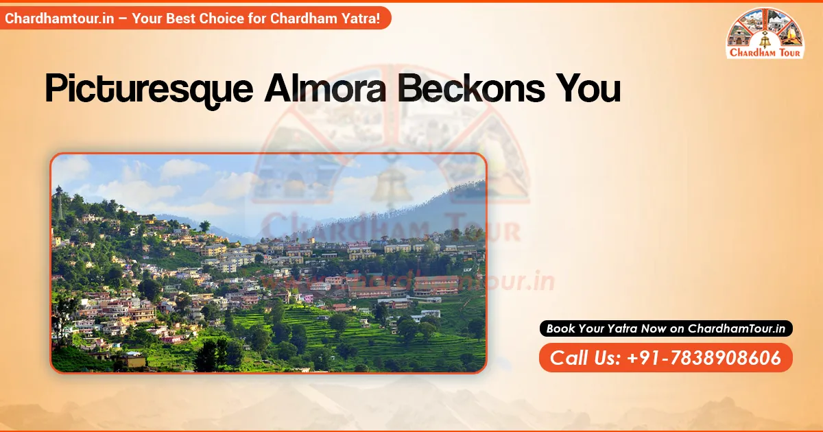 Scenic view of Almora hill station in Kumaon with Himalayan backdrop and pine forests