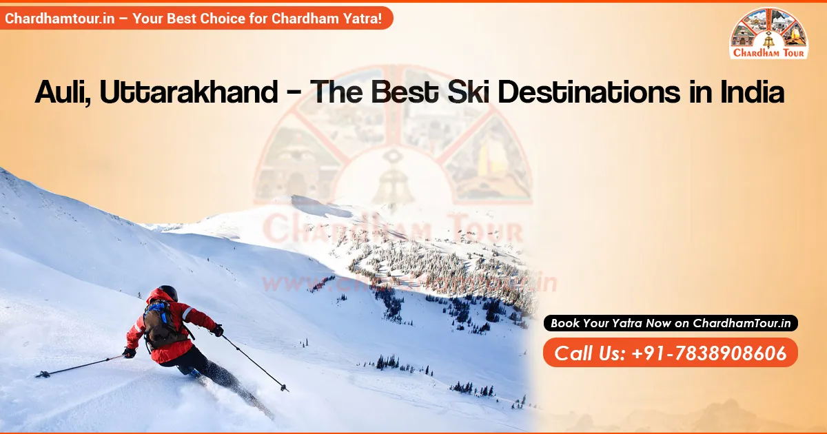 Auli hill station with snow slopes, panoramic Himalayan peaks and cable car views