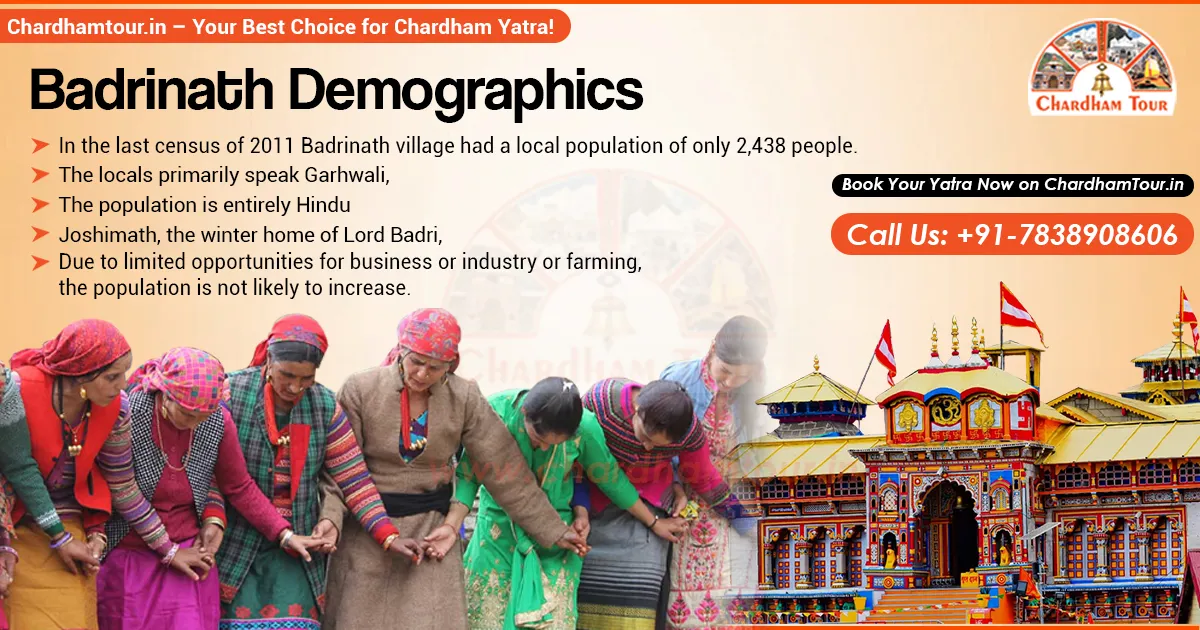 Population and demographics of Badrinath Dham region in Uttarakhand