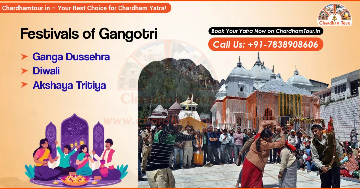 Devotees celebrating religious festivals at Gangotri Temple