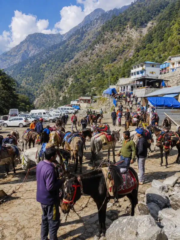 Gaurikund parking area and mule stand guide