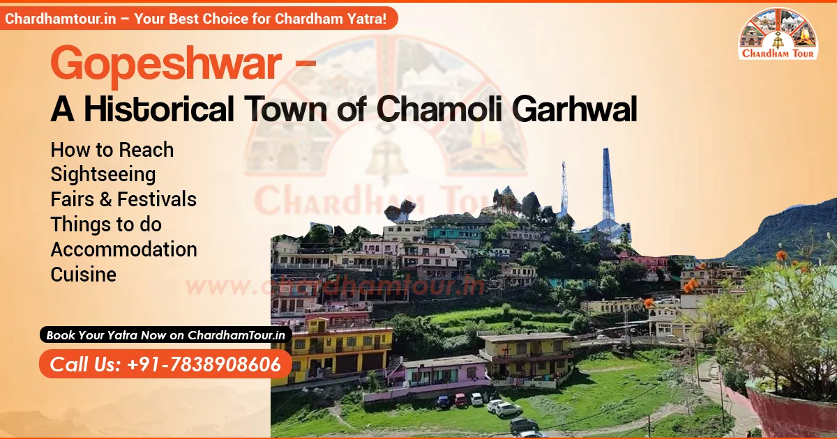 Scenic view of Gopeshwar town with ancient temples