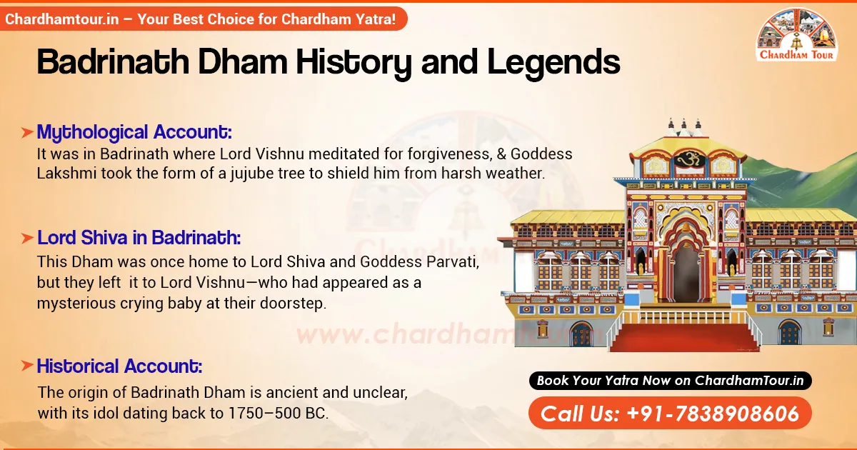 History of Badrinath Temple - Sacred Shrine in the Himalayas Ancient Badrinath Temple with snow-capped mountains in the background