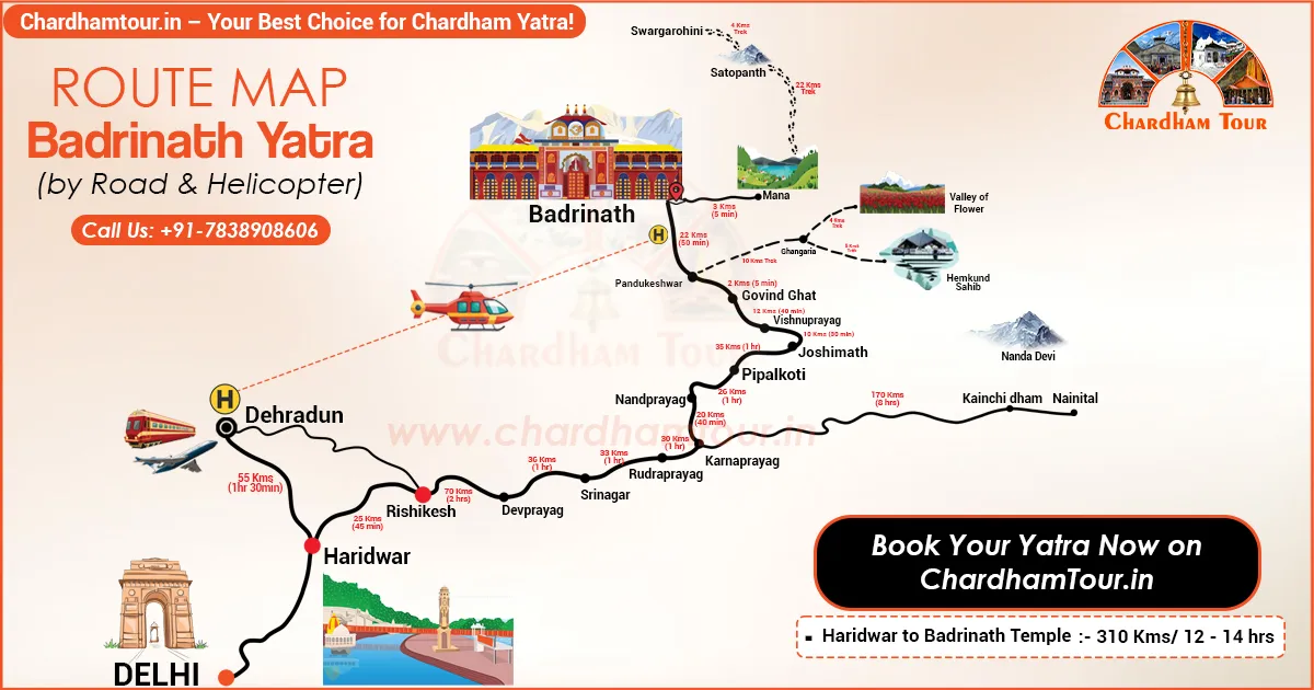 Pilgrims on the way to Badrinath Temple by road in Uttarakhand