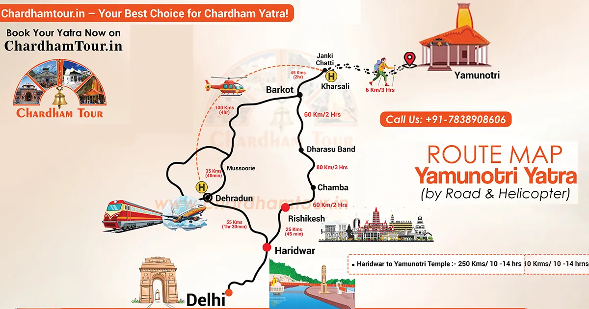 Pilgrims trekking on the mountain path to reach Yamunotri Temple