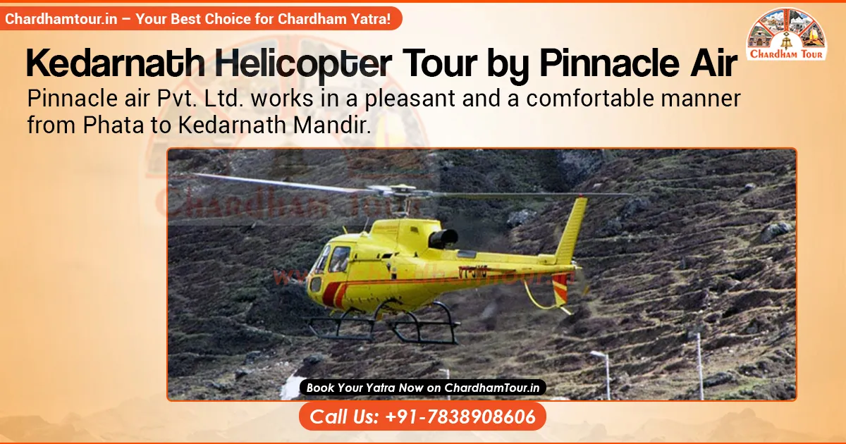 Kedarnath Helicopter Trip by Pinnacle Air – Fast & Comfortable Yatra Pinnacle Air helicopter flying towards Kedarnath Temple