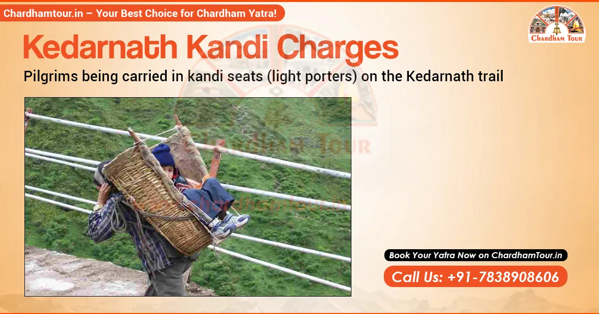 Pilgrims being carried in kandi seats (light porters) on the Kedarnath trail