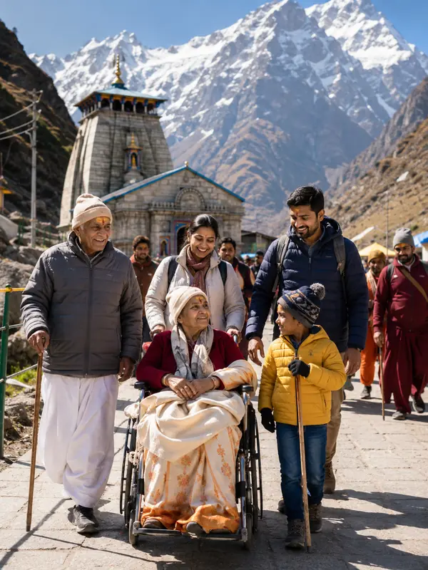 Family Kedarnath pilgrimage with seniors and children