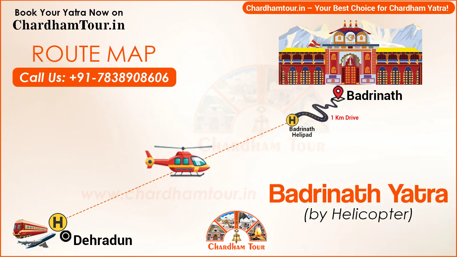Badrinath Yatra by Helicopter Route Map