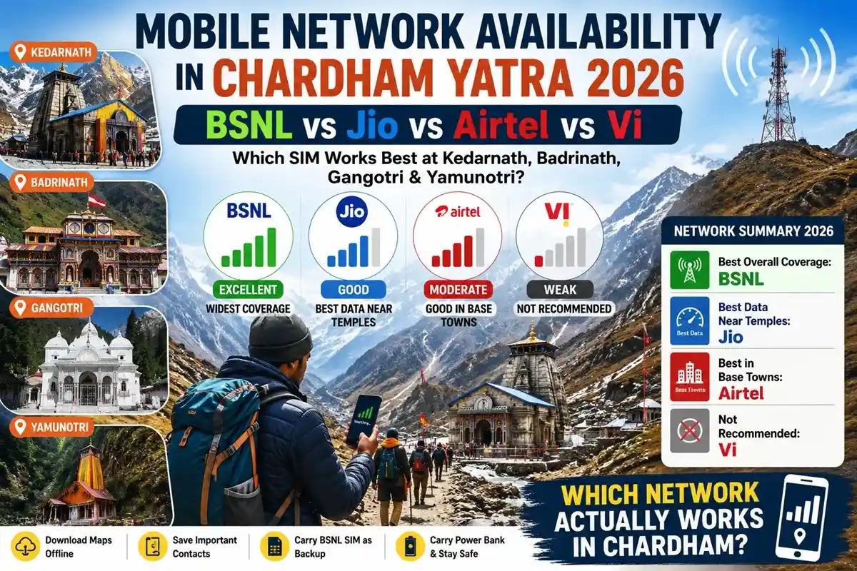 Mobile Network Availability in Chardham Yatra 2026: BSNL vs Jio vs Airtel vs Vi